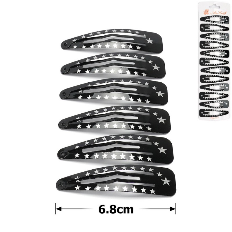 (39-11996) Набор заколок-хлопушек для волос Stars 6.8см