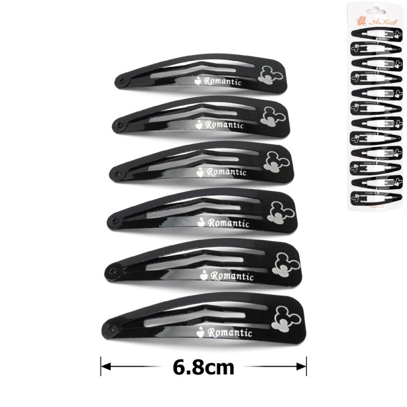 (39-11998) Набор заколок-хлопушек для волос Romantic 6.8см