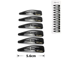 (35-12100) Набор заколок-хлопушек для волос 5.6см глянцевый чёрный с надписью