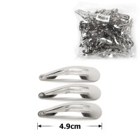 (33-12847) Набор заколок-хлопушек для волос 4.9см 100шт серебристый