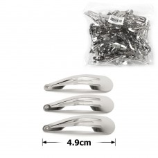 (33-12847) Набор заколок-хлопушек для волос 4.9см 100шт серебристый