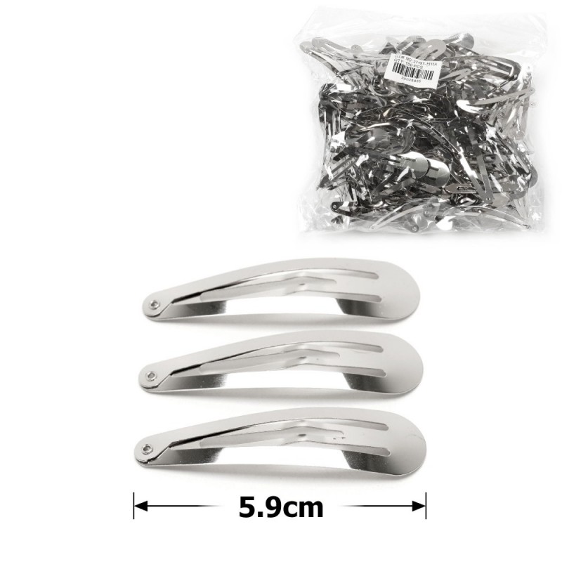 (34-12849) Набор заколок-хлопушек для волос 5.9см 100шт серебристый