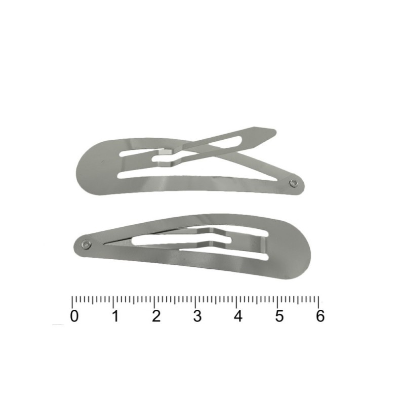 (34-12849) Набор заколок-хлопушек для волос 5.9см 100шт серебристый