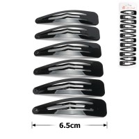 (37-13728) Набор заколок-хлопушек для волос 6.5см глянцевый черный