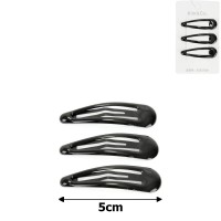 (42-15415) Набор заколок-хлопушек для волос 5см глянцевый черный с напылением