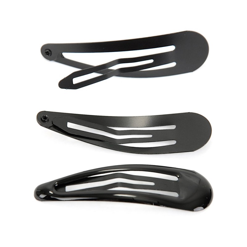 (42-15415) Набор заколок-хлопушек для волос 5см глянцевый черный с напылением