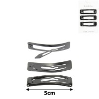 (53-15417) Набор заколок-хлопушек для волос 5см глянцевый черный с напылением