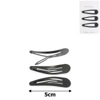 (42-15419) Набор заколок-хлопушек для волос 5см матовый черный с напылением