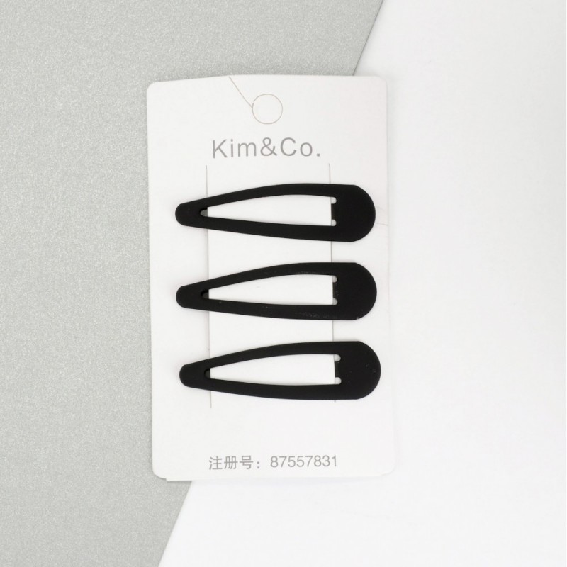 (42-15419) Набор заколок-хлопушек для волос 5см матовый черный с напылением