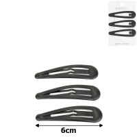 (45-15420) Набор заколок-хлопушек для волос 6см матовый черный с напылением