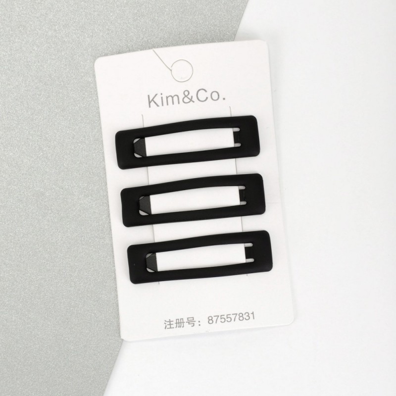 (52-15421) Набор заколок-хлопушек для волос 5см матовый черный