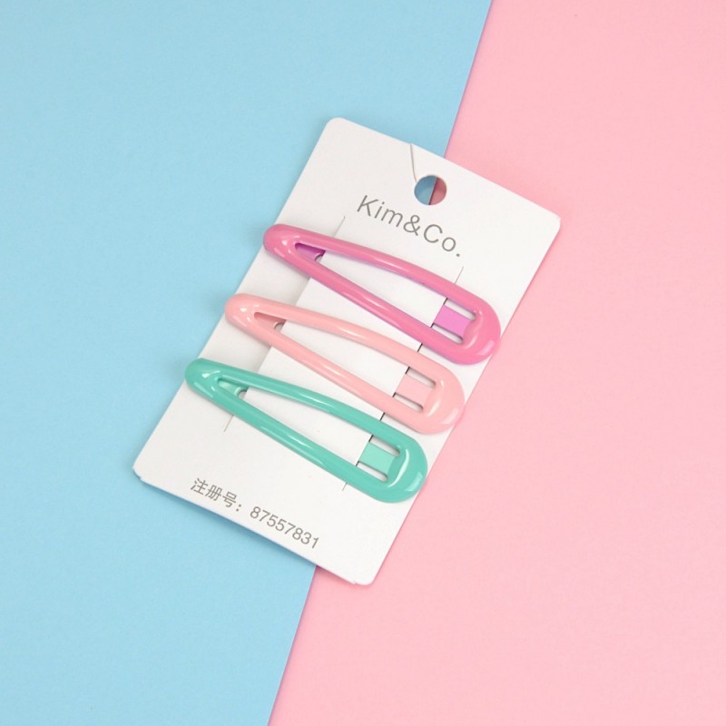 (45-15424) Набор заколок-хлопушек для волос 6см глянцевый цветной с напылением