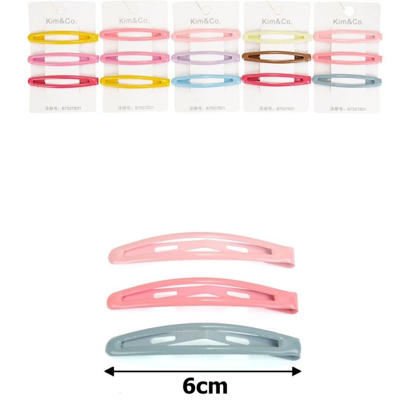 (49-15426) Набор заколок-хлопушек для волос 6см глянцевый цветной с напылением