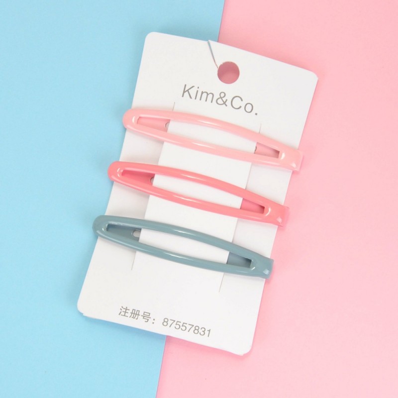 (49-15426) Набор заколок-хлопушек для волос 6см глянцевый цветной с напылением