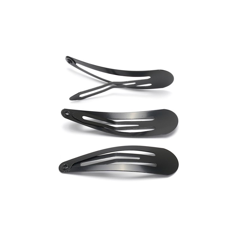 (41-15630) Набор заколок-хлопушек для волос 5см матовый черный