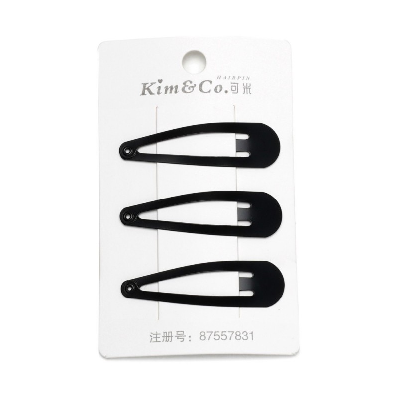 (41-15630) Набор заколок-хлопушек для волос 5см матовый черный