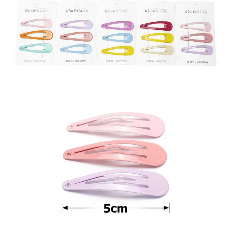 (41-15631) Набор заколок-хлопушек для волос 5см глянцевый цветной