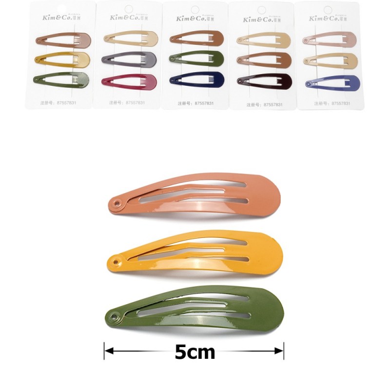 (41-15632) Набор заколок-хлопушек для волос 5см глянцевый цветной