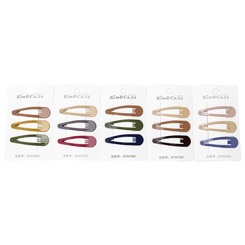 (41-15632) Набор заколок-хлопушек для волос 5см глянцевый цветной