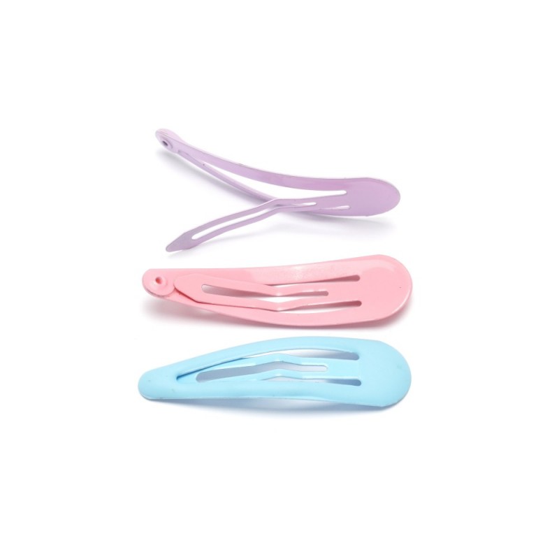 (42-15633) Набор заколок-хлопушек для волос 5см матовый цветной с напылением