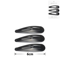 (44-15637) Набор заколок-хлопушек для волос 6см матовый черный