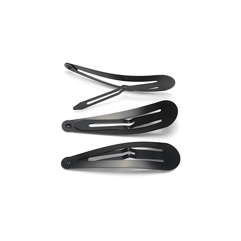 (44-15637) Набор заколок-хлопушек для волос 6см матовый черный