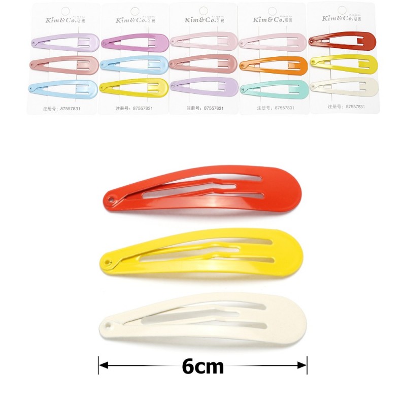 (44-15638) Набор заколок-хлопушек для волос 6см глянцевый цветной