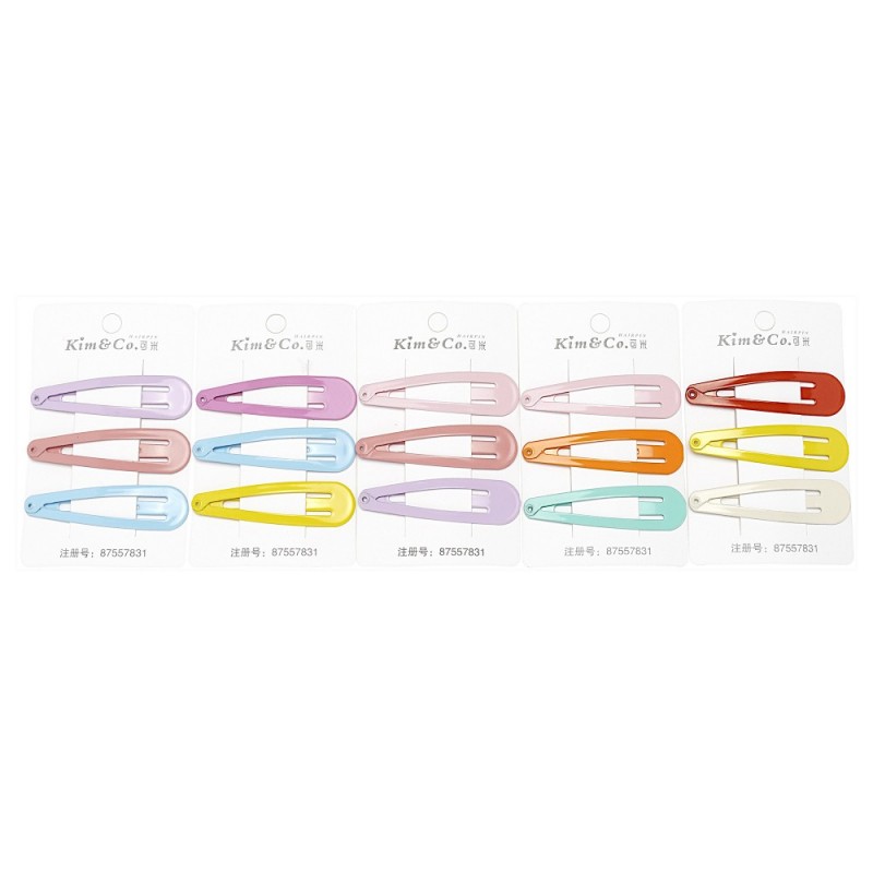 (44-15638) Набор заколок-хлопушек для волос 6см глянцевый цветной