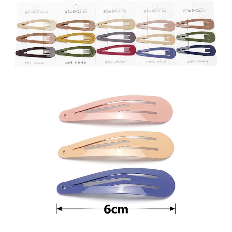 (44-15639) Набор заколок-хлопушек для волос 6см глянцевый цветной