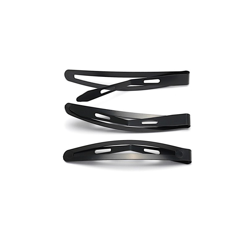 (48-15644) Набор заколок-хлопушек для волос 6см глянцевый черный