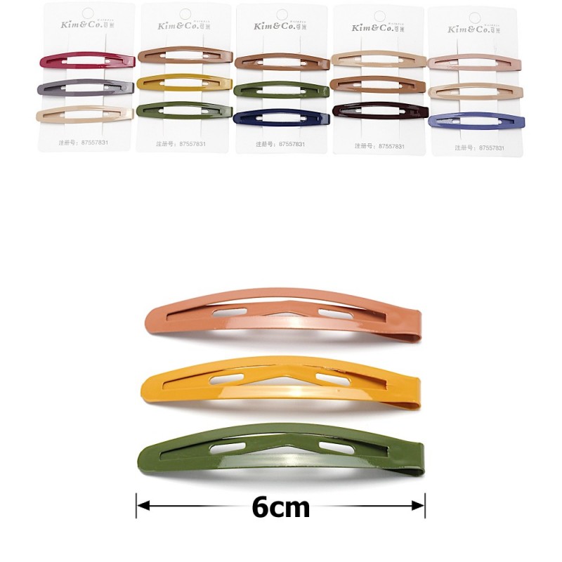 (48-15646) Набор заколок-хлопушек для волос 6см глянцевый цветной