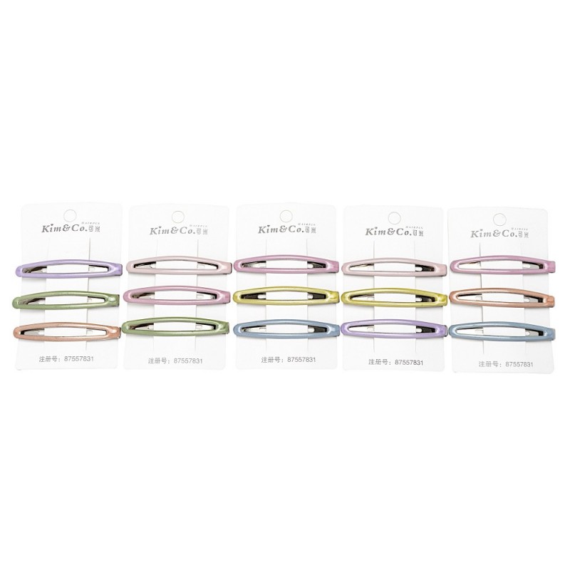 (49-15649) Набор заколок-хлопушек для волос 6см глянцевый цветной с напылением