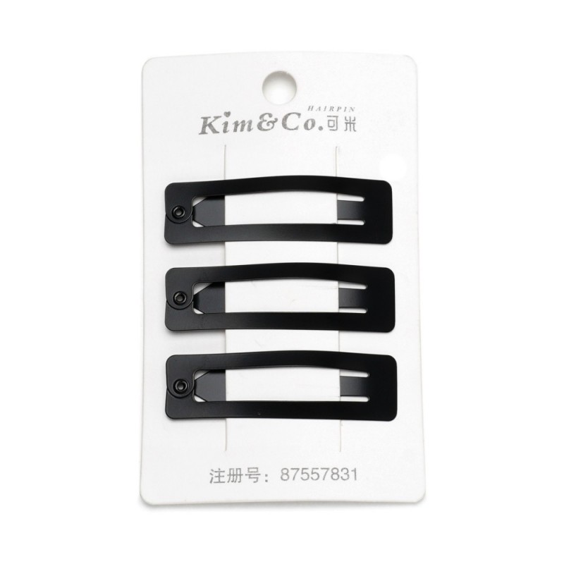 (52-15651) Набор заколок-хлопушек для волос 5см матовый черный