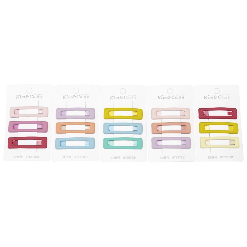 (53-15654) Набор заколок-хлопушек для волос 5см матовый цветной с напылением