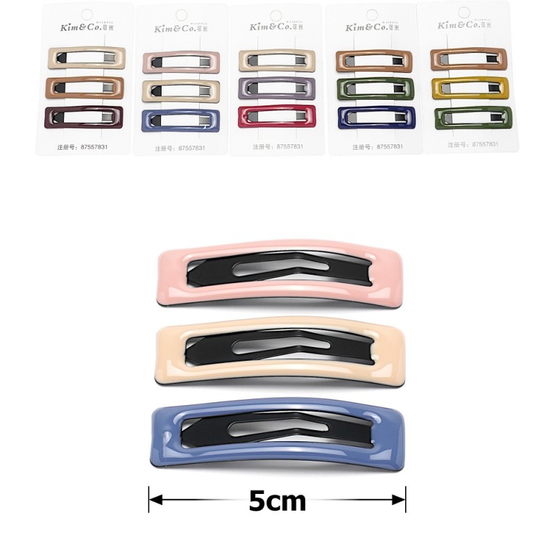 (53-15657) Набор заколок-хлопушек для волос 5см глянцевый цветной с напылением