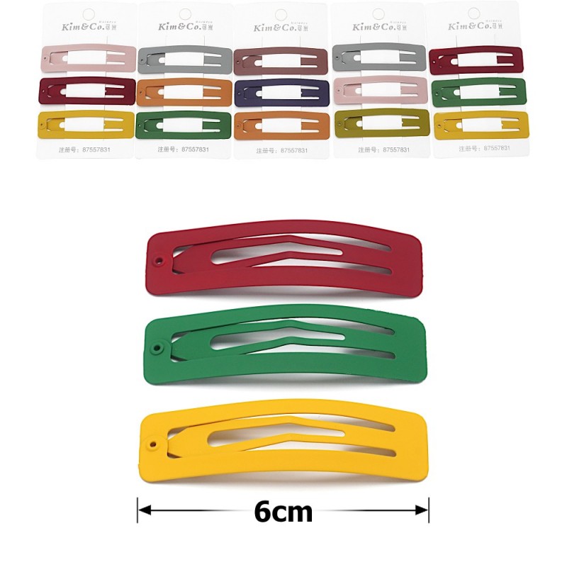 (55-15662) Набор заколок-хлопушек для волос 6см матовый цветной