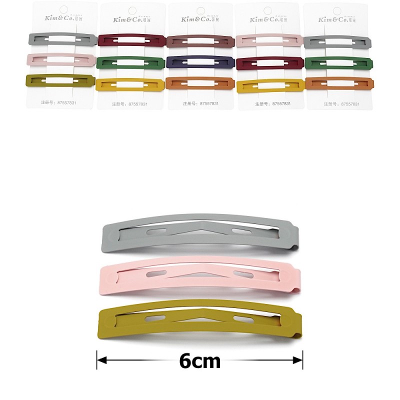 (62-15665) Набор заколок-хлопушек для волос 6см матовый цветной