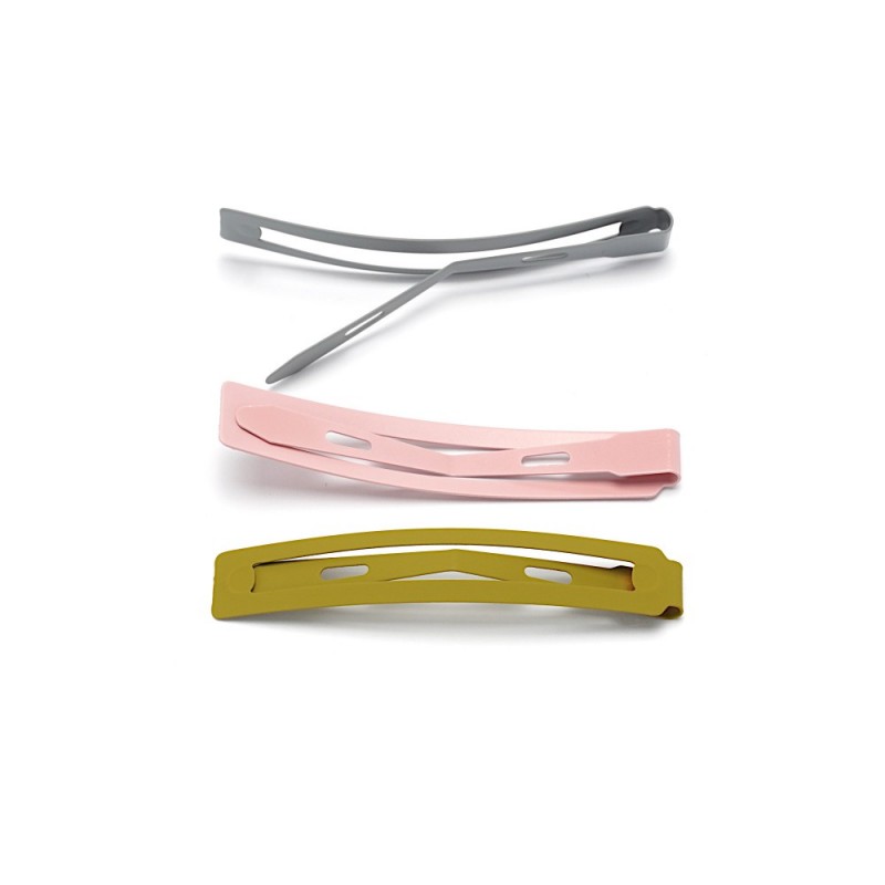 (62-15665) Набор заколок-хлопушек для волос 6см матовый цветной