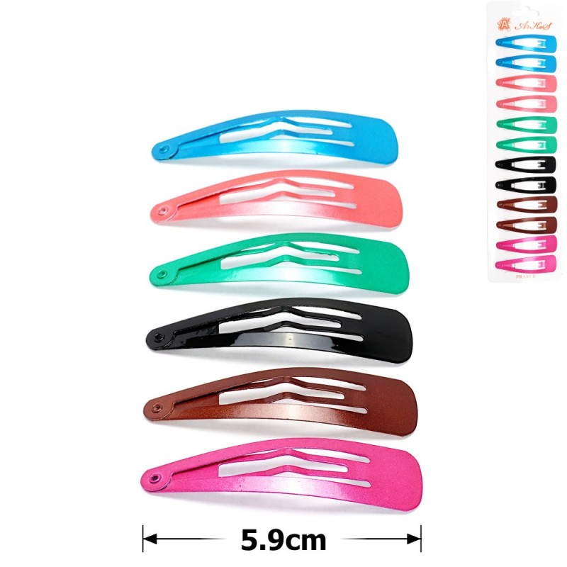 (34-15728) Набор заколок-хлопушек для волос 5.9см глянцевый цветной