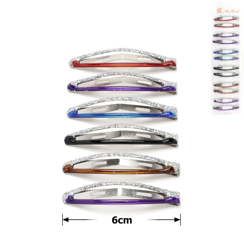 (27-3151) Набор заколок-хлопушек для волос 6см с присыпкой