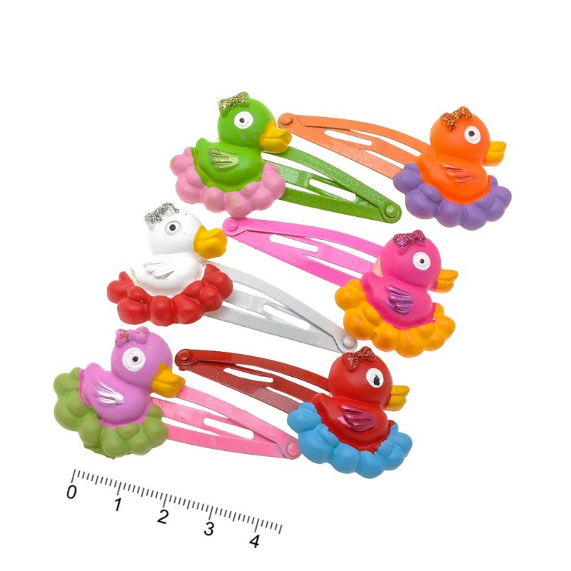 Набор детских заколок-хлопушек для волос Уточка (518)