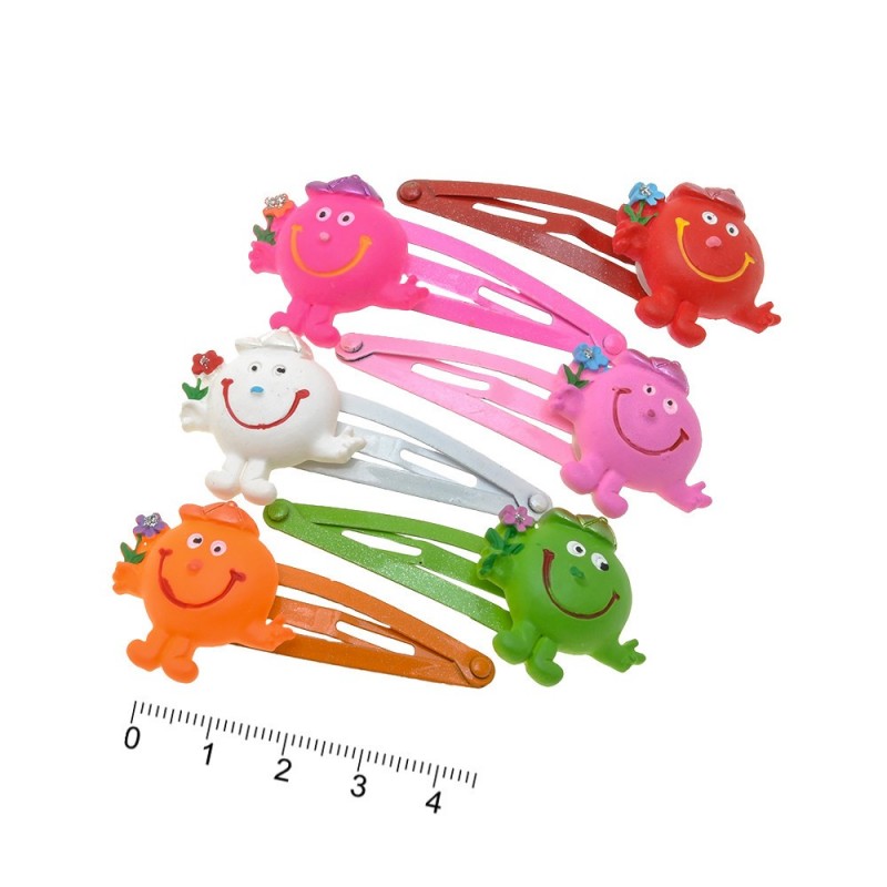 Набор детских заколок-хлопушек для волос Смайлик (537)