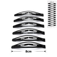 (19-5476) Набор заколок-хлопушек для волос 8см глянцевый чёрный