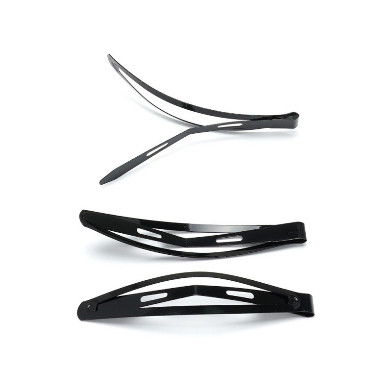 (19-5476) Набор заколок-хлопушек для волос 8см глянцевый чёрный