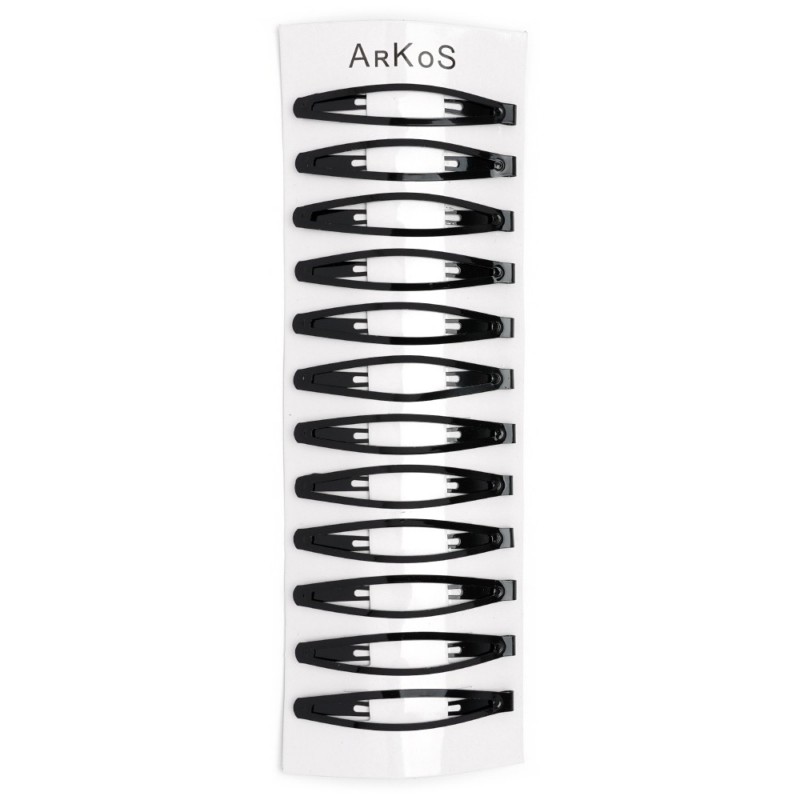 (19-5476) Набор заколок-хлопушек для волос 8см глянцевый чёрный