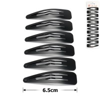 (37-645) Набор заколок-хлопушек для волос 6.5см матовый черный