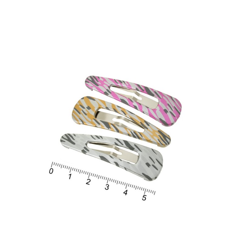 Набор заколок-хлопушек с пластиковой накладкой 5.5см (6477)
