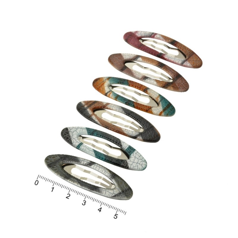 Набор заколок-хлопушек с пластиковой накладкой 5.5см (6488)