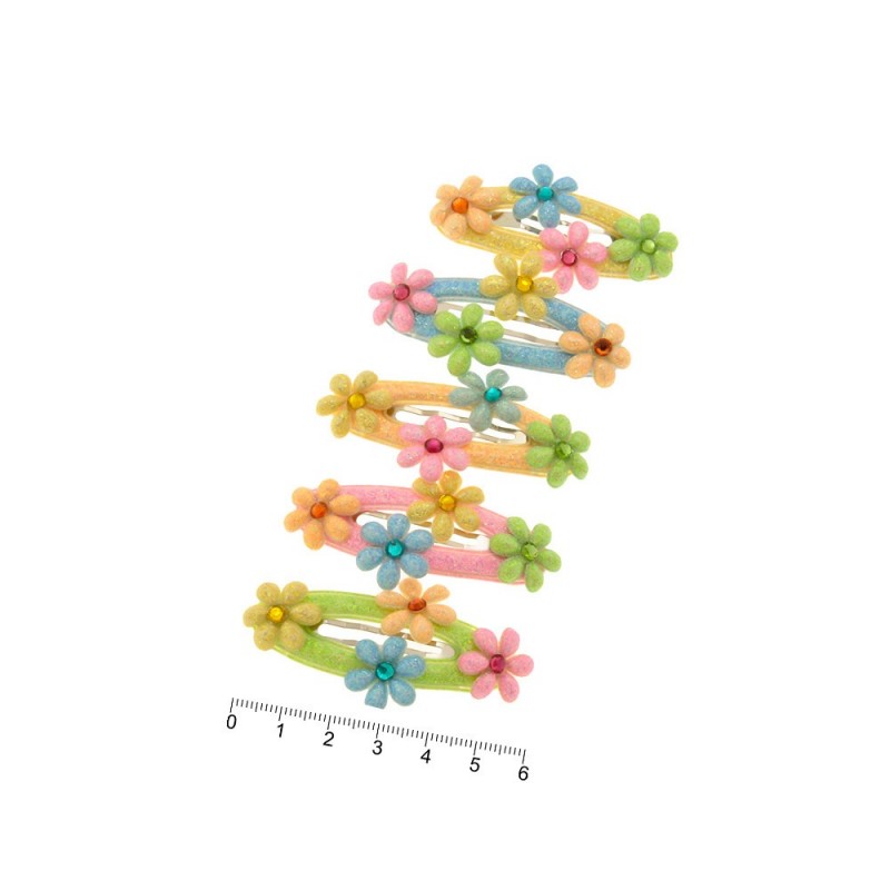 Набор детских заколок-хлопушек для волос с цветочками (7382)