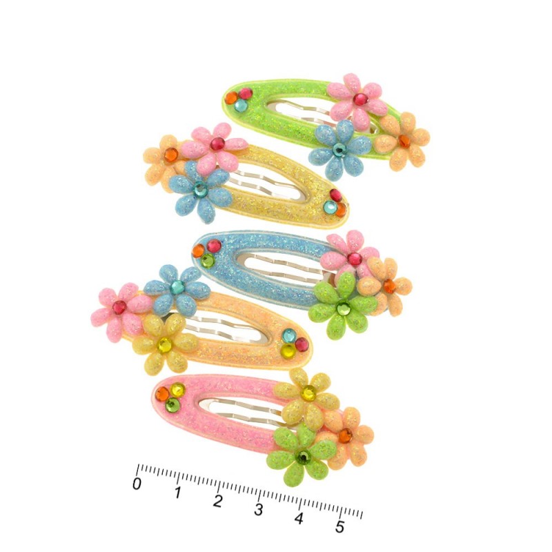 Набор детских заколок-хлопушек для волос с цветочками (7383)